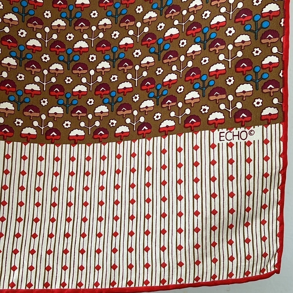 Vintage Echo Flower Long Silk Scarf - Picture 3 of 11